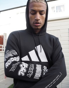 Худи черного цвета с логотипом adidas Training-Черный