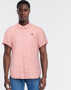 Льняная рубашка с короткими рукавами Timberland-Розовый