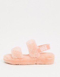 Розовые сандалии с двумя ремешками и логотипом UGG-Розовый