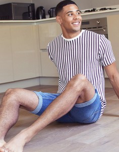 Футболка из вафельного трикотажа в полоску Topman-Серый