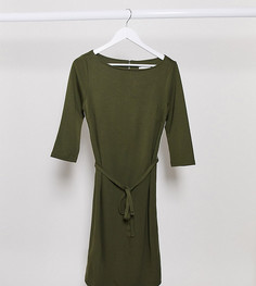 Платье цвета хаки с полосками Mamalicious-Зеленый Mama.Licious