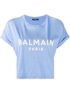 Balmain укороченная футболка с логотипом