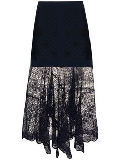 Alexander McQueen жаккардовая юбка миди с цветочным узором и кружевом