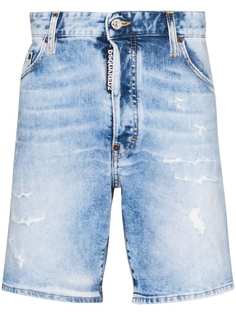 Dsquared2 джинсовые шорты с эффектом потертости