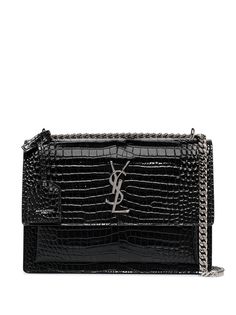 Saint Laurent сумка на плечо Sunset с тиснением под кожу крокодила