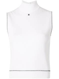 Chanel Pre-Owned топ без рукавов 1996-го года с высоким воротником