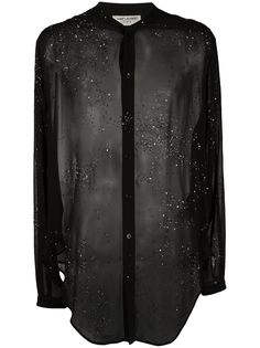 Saint Laurent полупрозрачная рубашка с кристаллами