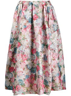 Comme Des Garçons юбка с цветочным принтом и складками