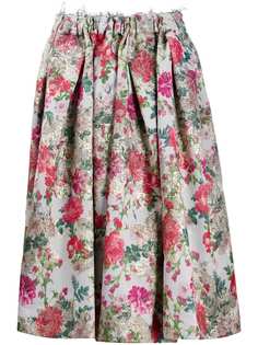 Comme Des Garçons юбка с цветочным принтом и бахромой