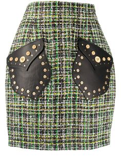 Versace твидовая юбка мини с заклепками