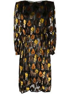 Valentino Pre-Owned платье 1980-х годов с длинными рукавами и цветочным принтом