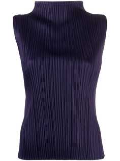 Pleats Please Issey Miyake плиссированный топ с высоким воротником
