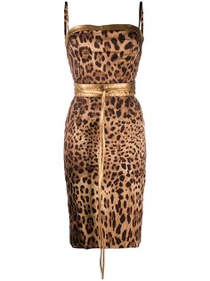 Dolce & Gabbana приталенное платье с леопардовым принтом