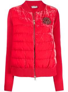 Moncler куртка с дутыми вставками и декорированным логотипом