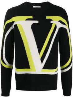 Valentino джемпер вязки интарсия с логотипом VLogo