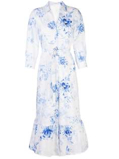 Marchesa Notte платье-рубашка с цветочным принтом
