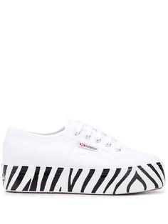 Superga кроссовки на платформе с зебровым принтом