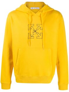 Off-White OW LOGO WORKERS SLIM HOODIE YELLOW BLACK