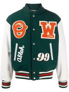 Off-White BARREL LEATHER VARSITY DARK GREEN ORANGE