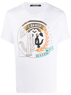 Roberto Cavalli футболка с принтом и заклепками
