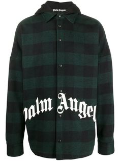 Palm Angels клетчатая рубашка с капюшоном и логотипом
