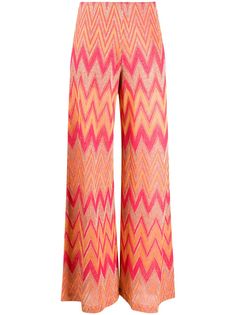 Missoni брюки широкого кроя с узором зигзаг