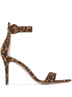 Gianvito Rossi Portofino 105 leopard print suede sandals