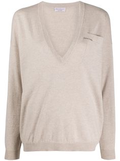 Brunello Cucinelli кашемировый топ с V-образным вырезом