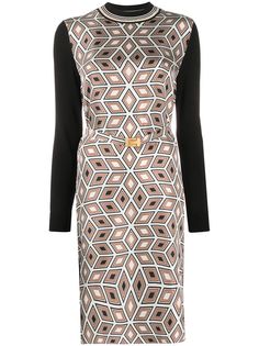 Tory Burch платье с геометричным принтом и длинными рукавами