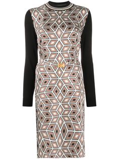 Tory Burch платье с геометричным принтом и длинными рукавами