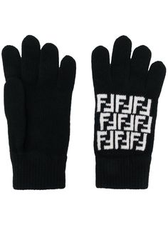 Fendi трикотажные перчатки с логотипом FF