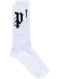 Palm Angels intarsia-logo ribbed-knit socks