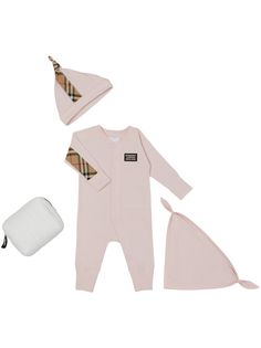 Burberry Kids комплект для новорожденного со вставками в клетку