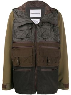 White Mountaineering colour-block hooded coat