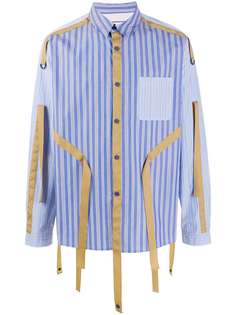 White Mountaineering striped tassel-detail shirt