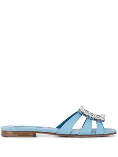 Manolo Blahnik crystal appliqué detail flat sandals