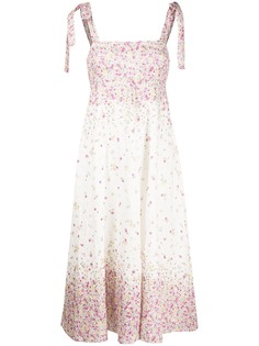 Zimmermann расклешенное платье миди с цветочным принтом