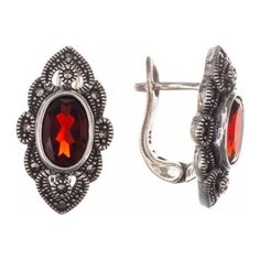 МАРКАЗИТ Серьги с гранатами и