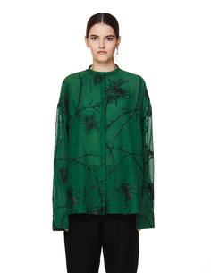 Зеленая рубашка с вышивкой Haider Ackermann