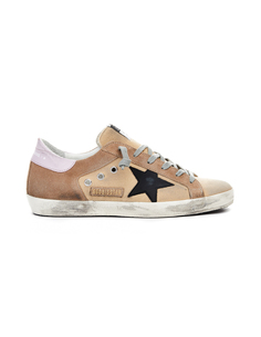 Бежевые кеды Superstar с розовым задником Golden Goose