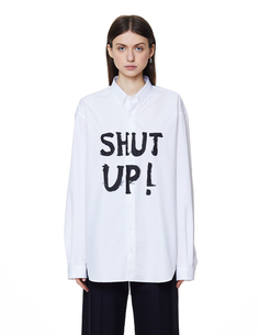 Белая хлопковая рубашка Shut Up Vetements