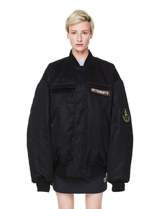 Черный хлопковый бомбер с лого Vetements
