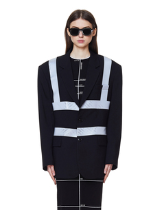 Черный жакет с рефлектив-деталями Vetements