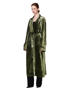 Пальто из бархата цвета хаки Haider Ackermann