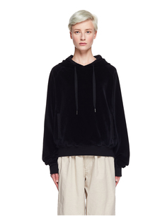 Черное бархатное худи с вышивкой Haider Ackermann