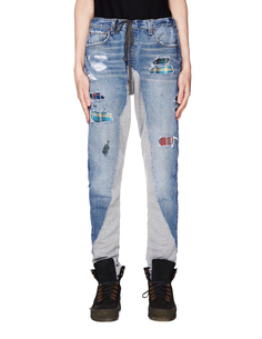 Комбинированные джинсы из хлопка Greg Lauren