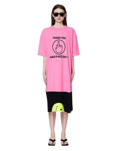 Розовое хлопковое платье-футболка Vetements