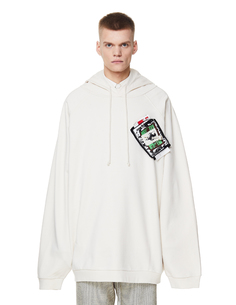 Бежевое худи с патчами на булавках RAF Simons