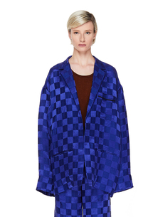 Синий жакет из шелка и льна Haider Ackermann