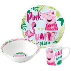 Набор для завтрака Stor Свинка Пеппа и Фламинго белый/розовый/зеленый